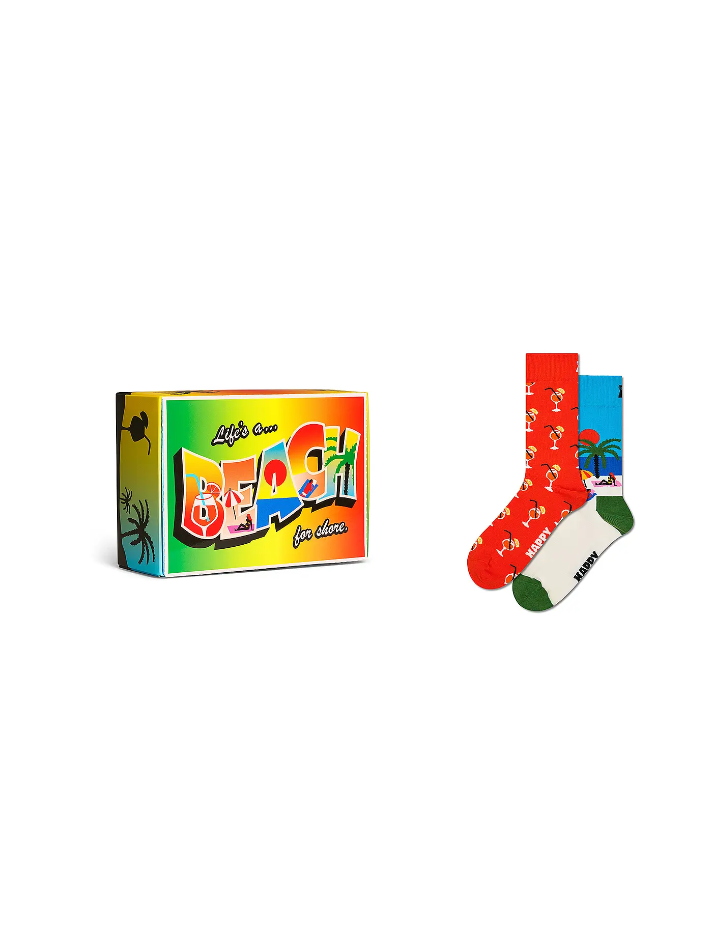 HAPPY SOCKS | Damen Socken Geschenkbox BEACH LIFE 2er Pkg. 36-40 green | 